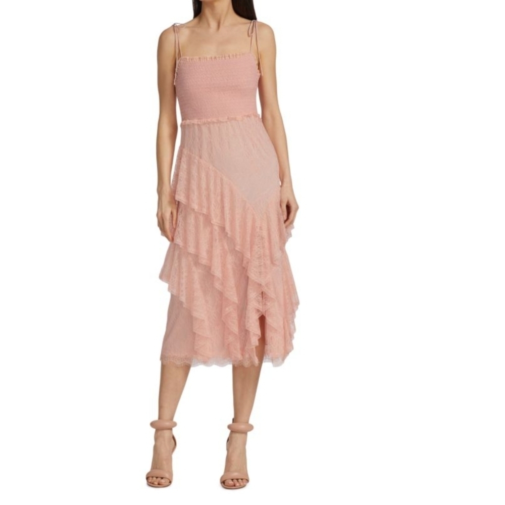Alice + Olivia Jocelyn Ruffle Midi Dress In English Rose